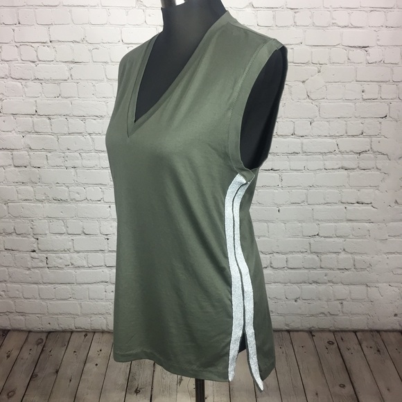 J. Crew Metallic Side Stripe V Neck Tank - Picture 2 of 8